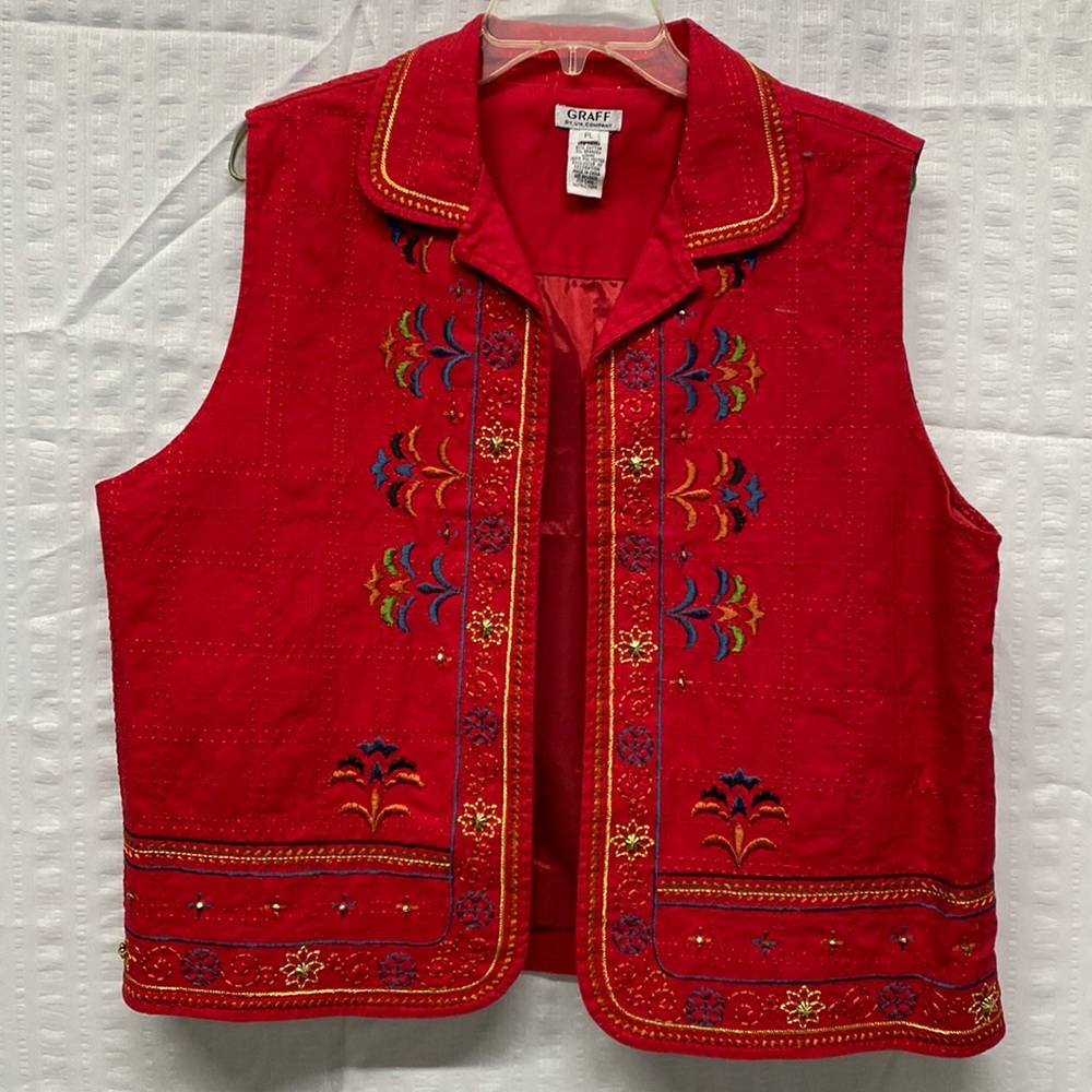 Graff UM Company Red Embroidered Vest, PL